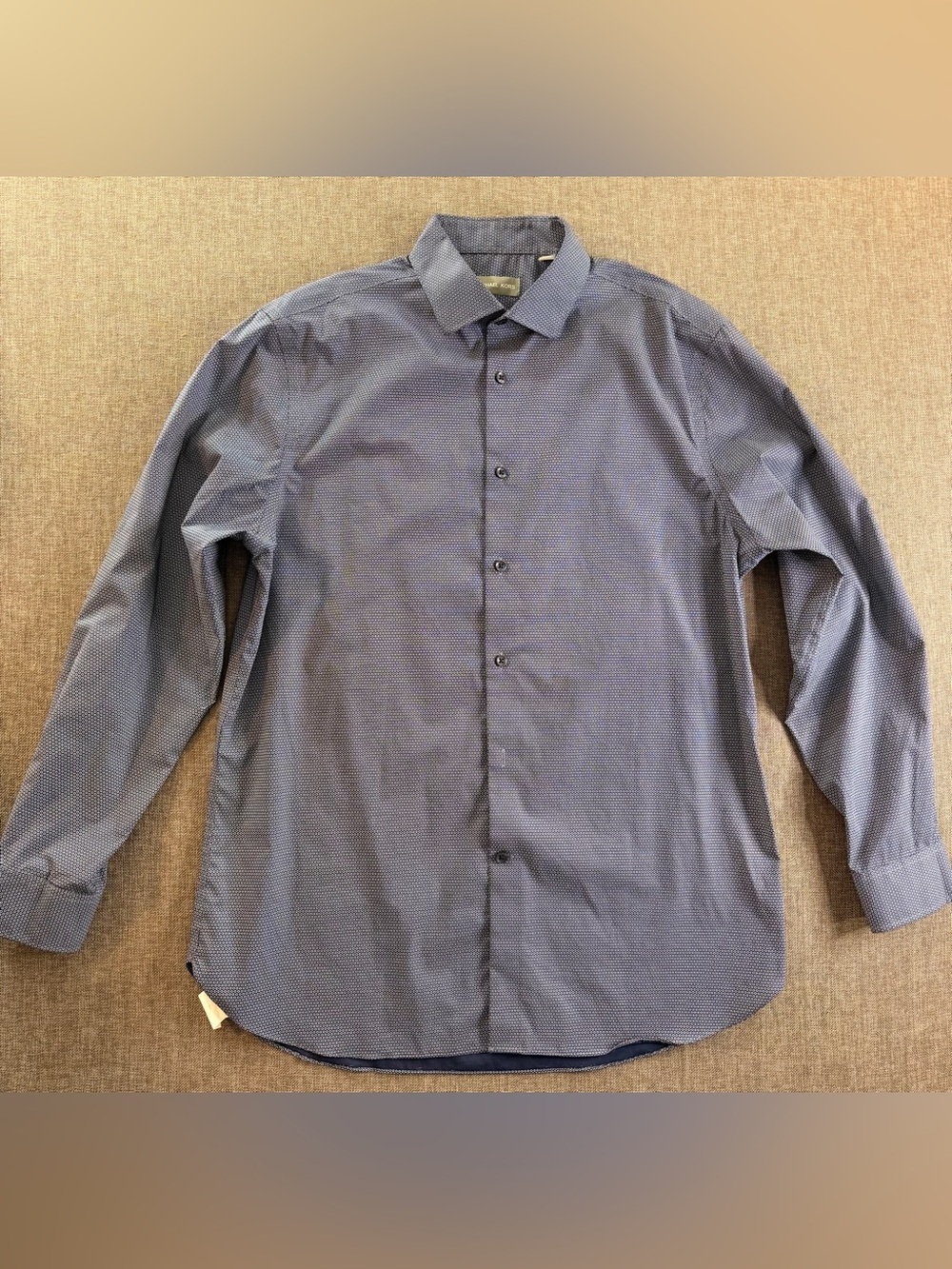 Michael Kors Men’s Navy Blue Long Sleeve Button-Up Shirt Blue Size L